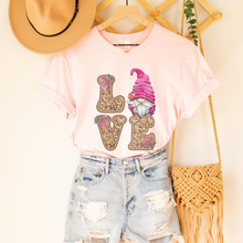 Load image into Gallery viewer, Glittery-Look Gnome Valentine&#39;s Day T-Shirt in White or Pink Bella Canvas T-Shirt Unisex Valentine&#39;s Gift Cute Faux Glitter T-shirt
