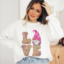 Load image into Gallery viewer, Glittery-Look Gnome Valentine&#39;s Day T-Shirt in White or Pink Bella Canvas T-Shirt Unisex Valentine&#39;s Gift Cute Faux Glitter T-shirt
