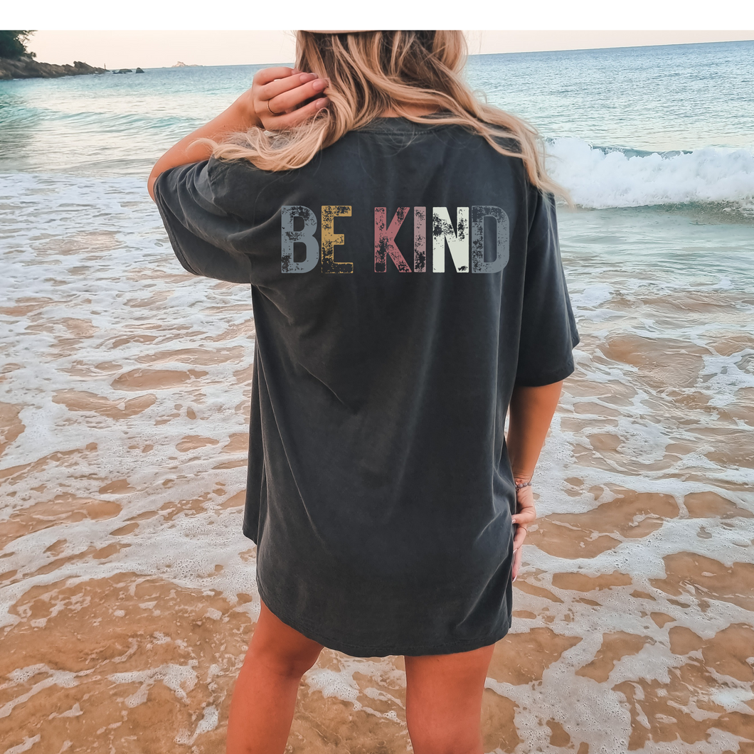 Be Kind Unisex Comfort Colors® T-shirt, Women's Distressed, Retro, Positive Energy Kindness T-Shirt, Ivory, White, Black or Pepper