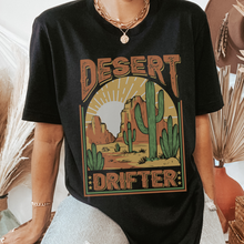 Load image into Gallery viewer, Desert Drifter Bella Canvas® Unisex Soft cotton T-shirt in Olive, Black, Grey, White or Brown Trendy Distressed Desert Design
