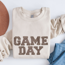 Load image into Gallery viewer, Women&#39;s Game Day Heavy Blend™ Crewneck Sweatshirt Faux Embroidery Ink Graphic Game Day Design Cozy Navy, Black, Ash or Sand Pullover
