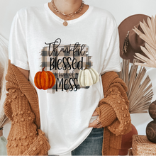 Load image into Gallery viewer, Thankful Blessed and Kind of a Mess T Shirt or Fall Crewneck Sweatshirt Women&#39;s Fall or Autumn Pullover Cute Funny Shirt
