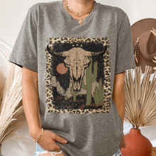 Load image into Gallery viewer, Bull Skull Desert Bella Canvas® Unisex Jersey Short Sleeve Tee in Natural, White, Dark Heather or Heather Olive Desert Bull Skull T-Shirt
