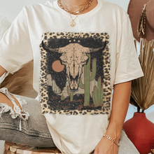 Load image into Gallery viewer, Bull Skull Desert Bella Canvas® Unisex Jersey Short Sleeve Tee in Natural, White, Dark Heather or Heather Olive Desert Bull Skull T-Shirt
