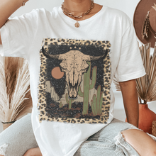 Load image into Gallery viewer, Bull Skull Desert Bella Canvas® Unisex Jersey Short Sleeve Tee in Natural, White, Dark Heather or Heather Olive Desert Bull Skull T-Shirt
