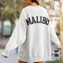 Load image into Gallery viewer, Malibu Unisex Heavy Blend™ Crewneck Sweatshirt Vintage, Retro Varsity Font Design Spring or Summer Pullover Choose Front or Back Design
