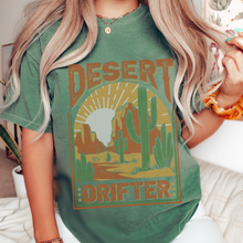 Load image into Gallery viewer, Desert Drifter Comfort Colors® Unisex Garment-Dyed T-shirt in Green, Yam, Mustard, White Distressed Desert Design
