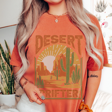 Load image into Gallery viewer, Desert Drifter Comfort Colors® Unisex Garment-Dyed T-shirt in Green, Yam, Mustard, White Distressed Desert Design
