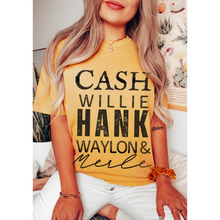 Load image into Gallery viewer, Cash, Willie, Hank, Waylon and Merle Comfort Colors® T-Shirt Classic Country Tee, Mother&#39;s Day Gift, Gift for Mom, Country Music Festival T-Shirt
