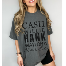 Load image into Gallery viewer, Cash, Willie, Hank, Waylon and Merle Comfort Colors® T-Shirt Classic Country Tee, Mother&#39;s Day Gift, Gift for Mom, Country Music Festival T-Shirt
