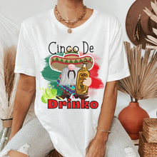 Load image into Gallery viewer, Cinco de Mayo Unisex Comfort Colors® T-shirt, Women&#39;s Green or Crimson Cinco de Drinko Fun Drinking shirt, Gnome wit Drinking Bottle Tee
