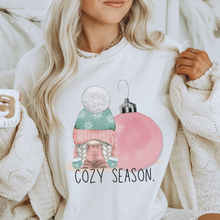 Load image into Gallery viewer, Cozy Season Pastel Pink and Mint Christmas or Winter Crewneck Sweatshirt, T-Shirt or Hoodie, Winter Pastel Pink Hand Drawn Watercolor Design
