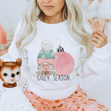 Load image into Gallery viewer, Cozy Season Pastel Pink and Mint Christmas or Winter Crewneck Sweatshirt, T-Shirt or Hoodie, Winter Pastel Pink Hand Drawn Watercolor Design
