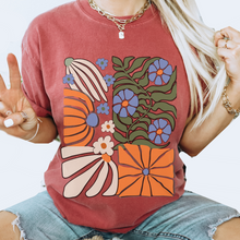 Load image into Gallery viewer, Trendy Comfort Colors® NY Retro, Groovy, Flowers T-shirt, Spring or Summer Green, Pepper, Crimson, Yam, Mustard or White T-Shirt

