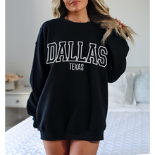 Load image into Gallery viewer, Dallas Texas Crewneck Sweatshirt, Retro Varsity Dallas Design, Trendy Pullover, Oversize Design Pullover
