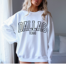 Load image into Gallery viewer, Dallas Texas Crewneck Sweatshirt, Retro Varsity Dallas Design, Trendy Pullover, Oversize Design Pullover
