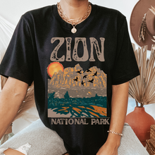 Load image into Gallery viewer, Zion National Park Comfort Colors® Unisex Garment-Dyed T-shirt Trendy Outdoors Hiking Camping in Yam, Mustard, Pepper, White or Black
