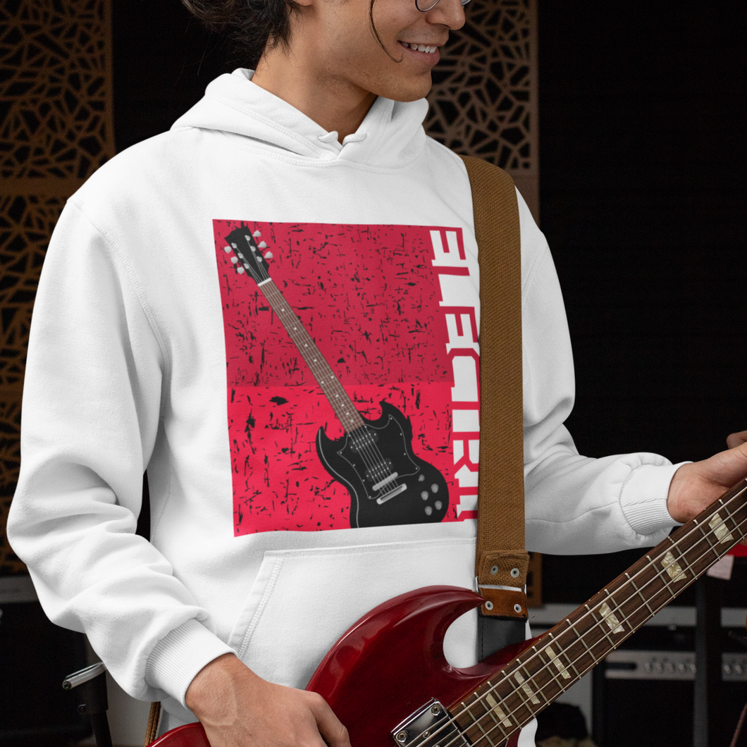 Unisex Electric Guitar Distressed Electric Guitar Design Unisex Heavy Blend™ Hoodie Guitar Shirt in Black or White