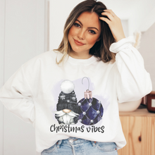 Load image into Gallery viewer, Christmas Vibes Women&#39;s Watercolor Christmas Gnome and Ornament Crewneck Sweatshirt in Ash or White Christmas Pullover
