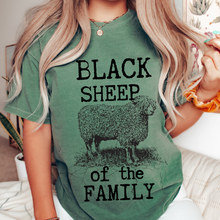 Load image into Gallery viewer, Black Sheep Comfort Colors® T-Shirt in pretty colors, Cute Funny Christmas Shirt with distressed print in mustard, crimson, pepper, yam and others
