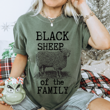 Load image into Gallery viewer, Black Sheep Comfort Colors® T-Shirt in pretty colors, Cute Funny Christmas Shirt with distressed print in mustard, crimson, pepper, yam and others
