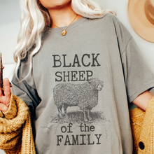 Load image into Gallery viewer, Black Sheep Comfort Colors® T-Shirt in pretty colors, Cute Funny Christmas Shirt with distressed print in mustard, crimson, pepper, yam and others
