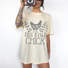 Load image into Gallery viewer, Free Range Chick Comfort Colors® T-Shirt, T-Shirt Dress Shirt, Graphic Tee, Oversized print, BOHO, Chicken Hen Raising T-Shirt
