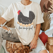 Load image into Gallery viewer, Free Range Girl T-Shirt, Hen Bella Canvas™ T-shirt, Trendy Chicken or Hen Tee, Great Gift for Her, Farm Chicken Raising T-Shirt
