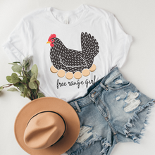 Load image into Gallery viewer, Free Range Girl T-Shirt, Hen Bella Canvas™ T-shirt, Trendy Chicken or Hen Tee, Great Gift for Her, Farm Chicken Raising T-Shirt
