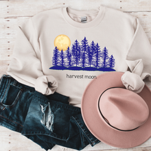 Load image into Gallery viewer, Harvest Moon Fall shirt Women&#39;s sweatshirt Men&#39;s Harvest Moon shirt Unisex Blue trees sweatshirt, fall colors shirt outdoors sweatshirt
