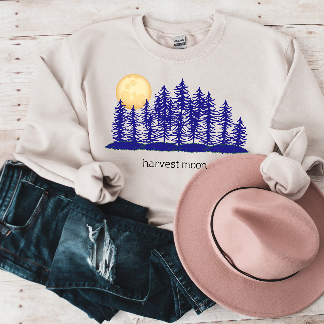 Harvest Moon Fall shirt Women's sweatshirt Men's Harvest Moon shirt Unisex Blue trees sweatshirt, fall colors shirt outdoors sweatshirt