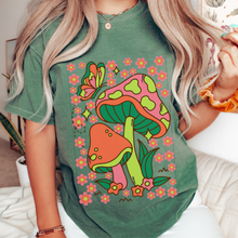 Load image into Gallery viewer, Trendy Seventies Tee, 70's Groovy Comfort Colors® T-shirt, Spring1970's Retro Mushroom Design T-Shirt in Six Colors, Trendy Summer Tee
