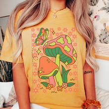Load image into Gallery viewer, Trendy Seventies Tee, 70's Groovy Comfort Colors® T-shirt, Spring1970's Retro Mushroom Design T-Shirt in Six Colors, Trendy Summer Tee
