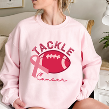 Load image into Gallery viewer, Women&#39;s Tackle Cancer Crewneck Sweatshirt Breast Cancer Awareness Fall Cancer Pullover White, Light Pink or Heliconia Colors
