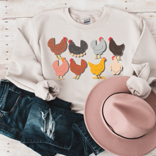 Load image into Gallery viewer, Farm Hens and Chickens Unisex Heavy Blend™ Crewneck Sweatshirt Trendy Chicken Coop Pullover in Ash, Sand or White Great for A Gift
