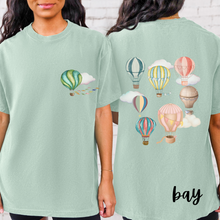 Load image into Gallery viewer, Hot Air Balloons Comfort Colors® T-shirt, Women&#39;s Spring or Summer T-Shirt, Balloon Festival T-Shirt, Watercolor Balloons
