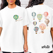 Load image into Gallery viewer, Hot Air Balloons Comfort Colors® T-shirt, Women&#39;s Spring or Summer T-Shirt, Balloon Festival T-Shirt, Watercolor Balloons
