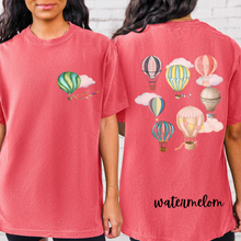 Load image into Gallery viewer, Hot Air Balloons Comfort Colors® T-shirt, Women&#39;s Spring or Summer T-Shirt, Balloon Festival T-Shirt, Watercolor Balloons
