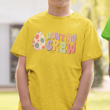 Load image into Gallery viewer, Retro Hunting Crew Kids Fine Jersey Tee Easter T-Shirt Cute, Colorful Easter T-Shirt, Yellow, Green, Blue or Pink Tee
