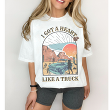 Load image into Gallery viewer, I Got A Heart Like A Truck Comfort Colors® T-Shirt, Spring or Summer Tee, Gift for Mom, Distressed, Retro Western Design T-Shirt
