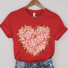 Load image into Gallery viewer, Valentine&#39;s Day Floral Heart in White Pink or Red Crewneck Sweatshirt Unisex Valentine&#39;s Gift Pretty Floral Heart Sweatshirt
