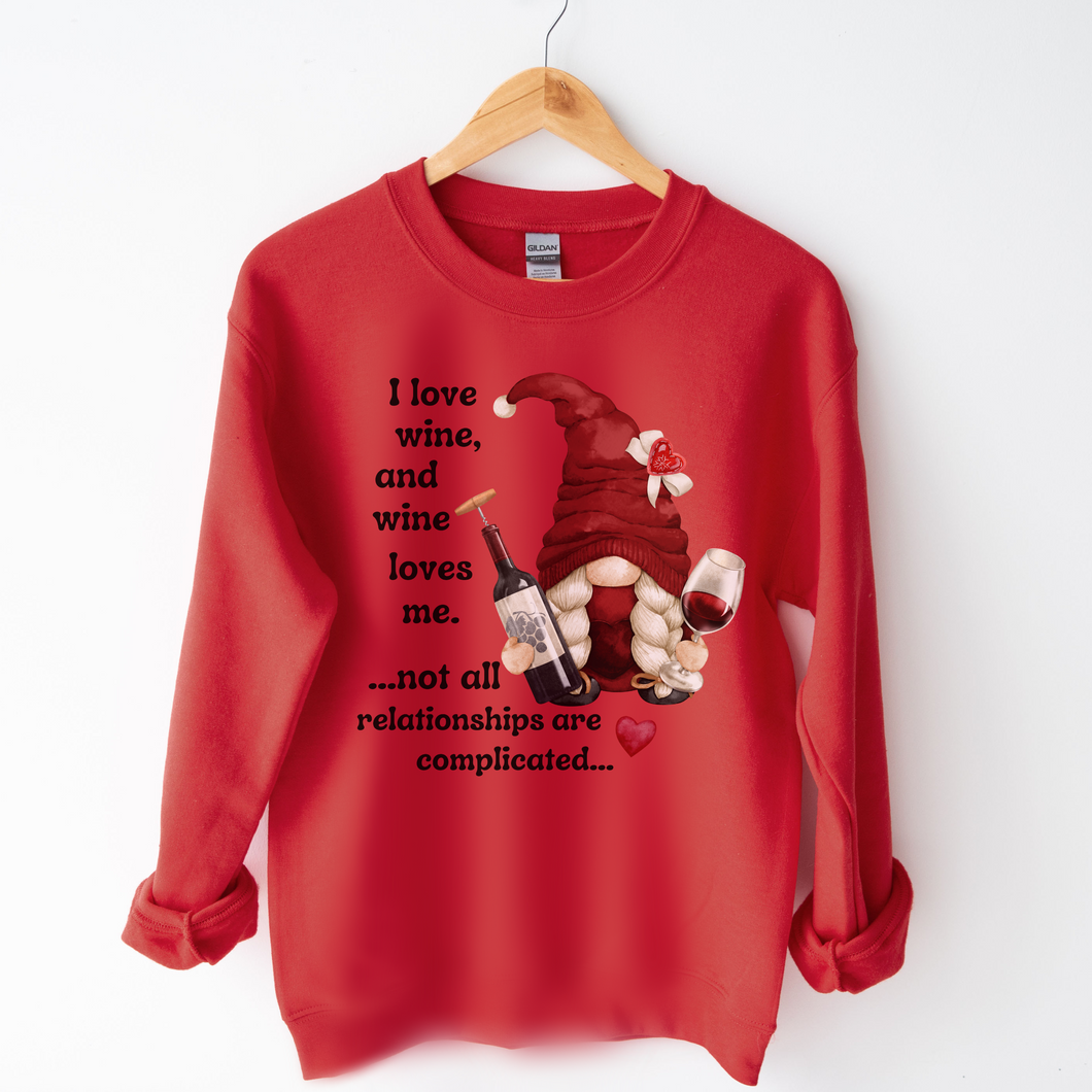 Valentine's Gnome shirt Valentine's Day Gnomes white, red or pink Crewneck Sweatshirt Unisex cozy Valentine's Cute Gnome Wine Sweatshirt