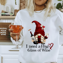 Load image into Gallery viewer, Women&#39;s Valentine&#39;s I Need a Huge Glass of Wine Funny Crewneck Sweatshirt Unisex Cozy Gildan Valentine&#39;s Day Pullover or T-Shirt
