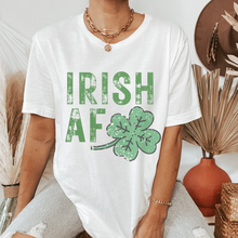 Load image into Gallery viewer, Irish AF Unisex Bella Canvas® T-shirt Women&#39;s Kelly Green or White Funny St. Patrick&#39;s Day Bella Canvas Spring T-Shirt
