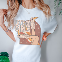 Load image into Gallery viewer, Let&#39;s Go, Girls Tee, Trendy Comfort Colors® T-shirt, Spring or Summer Western Cowgirl Boots Design T-Shirt Gift in Six Colors, Fun, Trendy T-Shirt
