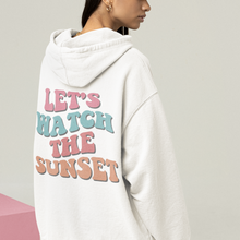 Load image into Gallery viewer, Let&#39;s Watch the Sunset Trendy Unisex Heavy Blend™ Hoodie or Crewneck Sweatshirt Women&#39;s Retro Vintage Design Great Gift Spring or Summer
