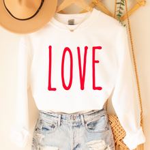 Load image into Gallery viewer, Women&#39;s Valentine&#39;s Day Love Unisex-Size Crewneck Sweatshirt or T-Shirt Spring Pullover Valentine&#39;s Gift LOVE Shirt
