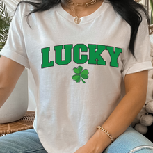 Load image into Gallery viewer, St. Patrick&#39;s Day Lucky Women&#39;s Crewneck Sweatshirt or T-Shirt Cute Lucky Spring Pullover St. Patrick&#39;s Gift
