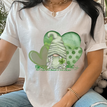 Load image into Gallery viewer, Women&#39;s Gnome St. Patrick&#39;s Day Unisex-Size Crewneck Sweatshirt or T-Shirt Spring Pullover St. Patrick&#39;s Gift Hand Drawn Gnome and Hearts
