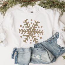 Load image into Gallery viewer, Winter Snowflake Crewneck Sweatshirt Women&#39;s Winter Watercolor Snowflake Design Ash or White Cozy Gildan Sweatshirt
